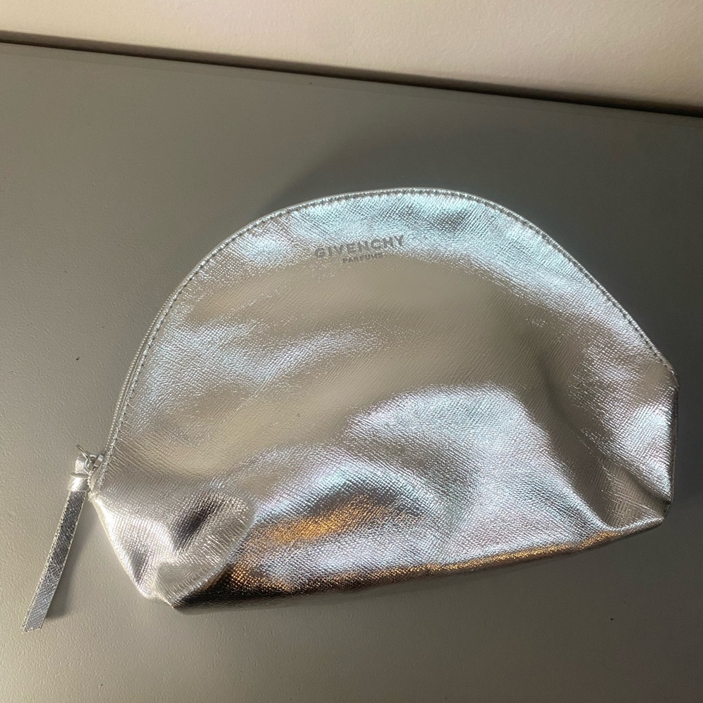 Givenchy Parfums Cosmetic makeup bag Silver Metallic Women's Clutch Authentic